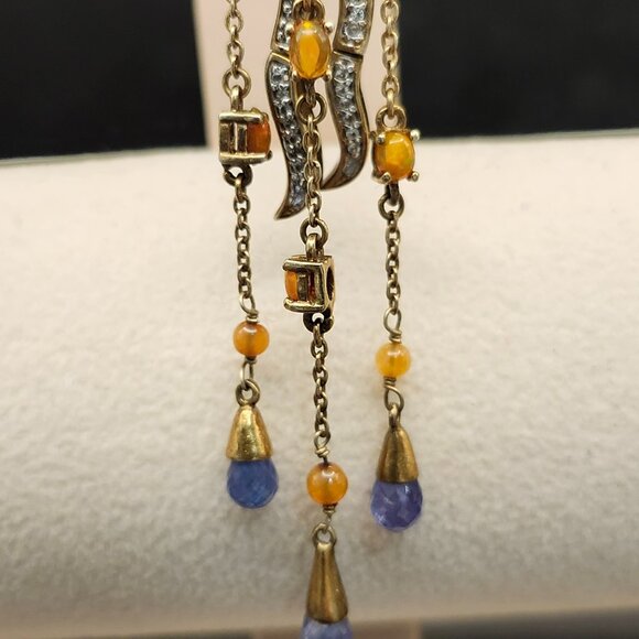 Sterling Silver Gold Ion Finish Jelly Opal Tanzanite Pendant Dangle Clip On - Picture 5 of 7